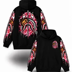 Худи BAPE Shark Custom Hoodie Logo унисекс черное бейп Новинки кофта толстовка лонгслив