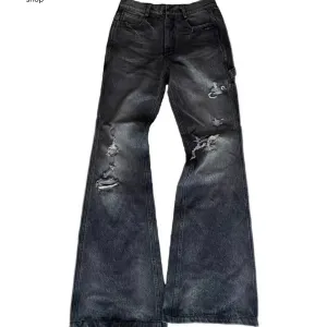 Клеш джинсы balenciaga type distressed flared jeans opium sk8 y2k