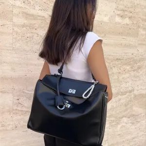 Rodeo bag кожаная сумка в стиле balenciaga, черная, сумка баленсиага