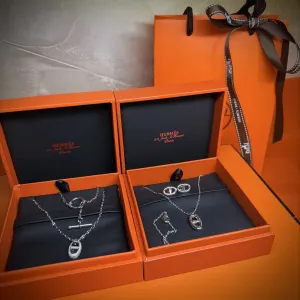 Hermès Farandole кулон на сріблястому ланцюжку, сережки.