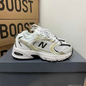 Женские кроссовки New Balance 530 White Gold Black Premium / Нью Беленс белые золотистые 37 38 39 40