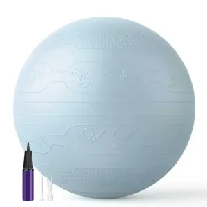 М’яч для фітнесу WCG Balance Pro 65 см Anti-Burst до 500 кг з насосом, фітбол для йоги, пілатесу та вагітних, блакитний