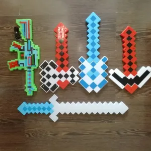Зброя оружие Майнкрафт Minecraft кирка, меч, сокира, автомат, лопата, пістолет звук світло