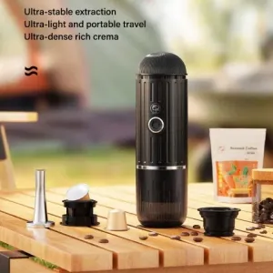 ‼️Портативна кавоварка iCafilas Travel Espresso Maker ME2218 Чорна для меленої кави та капсул Nespresso‼️