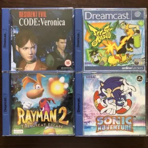 Sega Dreamcast:Resident Evil Code: Veronica Rayman JetSetRadio Sonic Adventure, Evil Dead Quake Legacy of Kain Soul Reaver, Alone in the Dark