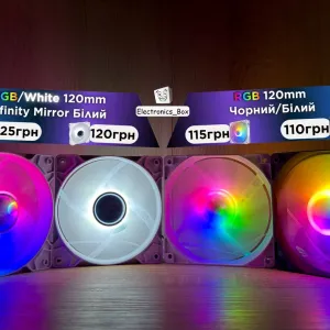 Корпусний Кулер Вентилятор 120mm RGB QiuzAim для ПК Чорний/Білий