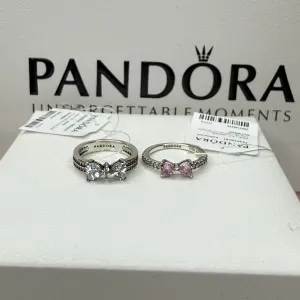 Каблучка Pandora Рожевий Білий Бант Пандора бантики