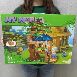 Конструктор Лего Майнкрафт будинок на дереві 587 деталей My World 44123 з підсвічуванням в коробці, набори майнкрафт для дітей