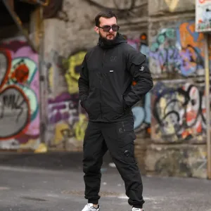 Легенький весняний комплект кофта штани чорного кольору / костюм Company klinse black / чоловічий спортивний костюм чорний / костюм на весну чорний