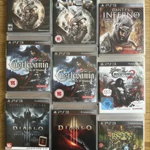Sony PS3: Dante’s Inferno, God of War Diablo Dragon Age Castlevania Ninja Gaiden Dragon’s Dogma, SKYRIM OBLIVION,  ICO & Shadow of the Colossus