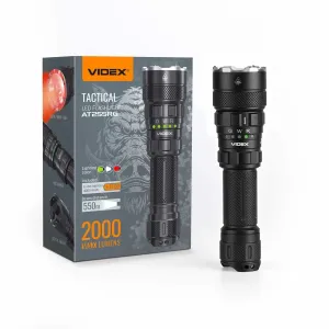 2000Lm VIDEX Тактичний акумуляторний ліхтарик VLF-AT255RG red green. Фонарік відекс 255 на зброю, з червоним та зеленим світлом, для військових ЗСУ