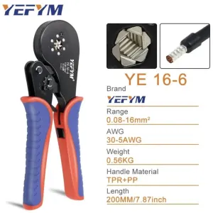 Кримпер Клещи для обжима наконечников 0.5 - 16 мм2, 16-6, 30-5AWG