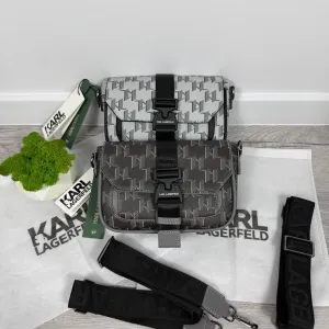 Чоловіча сумка Karl Lagerfeld через плече | Крос-боді | Нова | Чорна/Біла | Сумка Карл Лагерфелд чоловіча