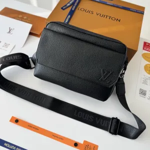 Сумка Louis Vuitton Fastline, чоловіча чорна шкіряна сумка, месенджер через плече, фастлайн луі вітон