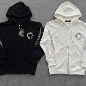 Кофта Chrome harts чорна/біла хром хартс кофта зіп зуді