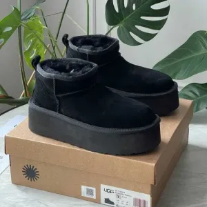 Уггі UGG Ultra Mini Platform Black Suede premium натуральна замша і овчина