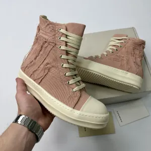 Нові Кеди Rick Owens Distressed High Ramones Slashed Pink-White/size 37 /Преміум якість!