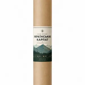 Карта вершин Карпат (203×288мм + тубус) з туристичними локаціями та дзеркалами