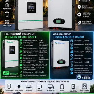 Комплект резервного живлення 6,2 кВт Terinedy + LiFePO4 48V 100Ah