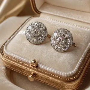 Золотые серьги с  бриллиантами. Ссср Малинки Тарелочки 2.80 Ct
