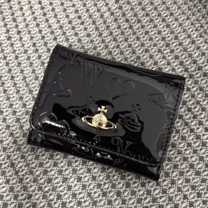 Женский Кошелек Vivienne Westwood Лаковый Розовый Черный  Новая Коллекция