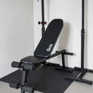 Лавка для жиму та пресу W-1010-S регульована + стійки під штангу до 250 кг | Лава для жиму, присідань та гантелей | Скамья жима со стойками для штанги