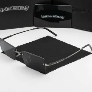 Сонцезахисні окуляри Chrome Hearts | поляризація UV400 | прямокутна лінза | футляр в комплекті | металева оправа