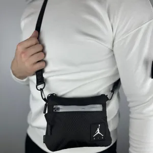 Сумка через плече Jordan із рефлективною вставкою (Чорна, Оранжева).