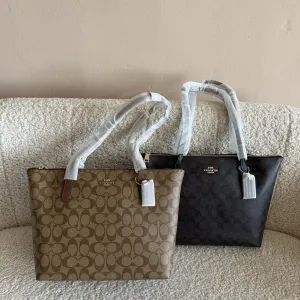 Сумка шопер Coach Zip Tote бежева/коричнева