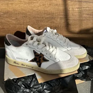 Кеди Golden Goose білі Ball Star/ Кросівки Голден Гус Леопардові/ GG