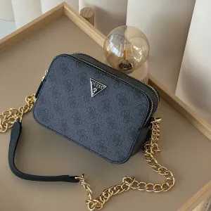 Женская сумка Guess кросс боди через плечо бежевый черный Гесс
