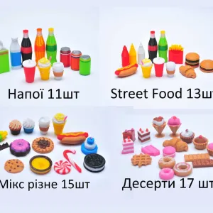 Набор продукты для куклы барби напитки десерты стрит фуд еда для куклы