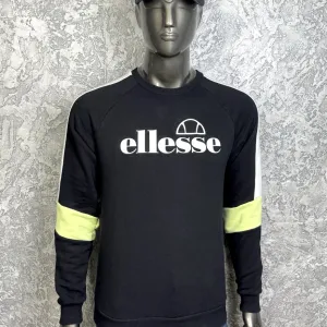 Ellesse кофта свитшот 34 M размер на флисе черная с принтом
