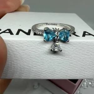 Каблучка Pandora Синій бант Бріджертони / Посріблена каблучка Пандора з бантиком / Каблучка Pandora «Bridgerton Bow» Витончений подарунок дівчині