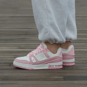 Кросівки Louis Vuitton LV Trainer Sneakers White/Pink (Люкс якість) | Кроссовки жіночі