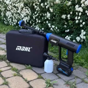 Портативна акумуляторна мийка високого тиску в кейсі, револьверні форсунки 6в1 + пінник для миття авто, універсальна автомийка 30 бар