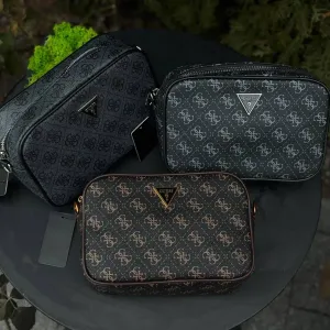 Сумка Guess Vezzola Smart чоловіча шкіряна чорна барсетка Гесс