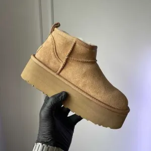 Уггі UGG Ultra Mini Platform Chestnut premium натуральна замша і овчина
