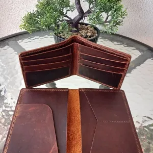 Шкіряний набір handmade: портмоне та гаманець | Натуральна шкіра