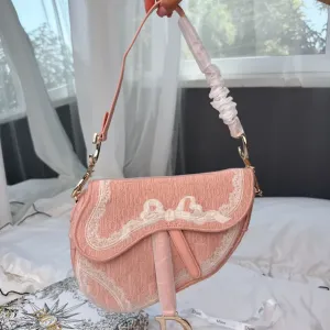 Сумка Dior Saddle Bag Toile de Jouy Pink