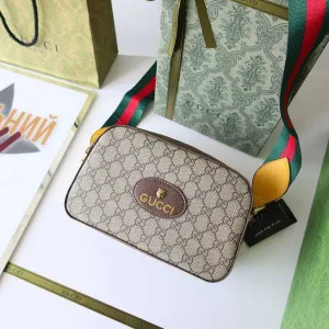 Сумка жіноча Gucci сумка чоловіча через плече GG коричнева натуральна шкіра Гуччі брендова сумка Гучі бежева
