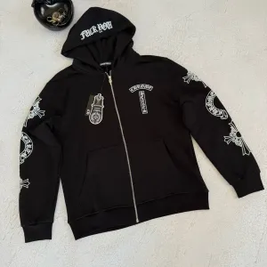 Full Zip Chrome Hearts Black