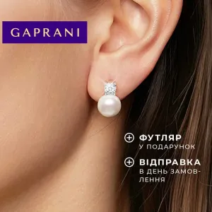 Сережки срібні з перлами, діамантами (муасанітами) та платиновим покриттям. Два сертифікати на камені в комплекті. Пусети 925 (оригінальне срібло)
