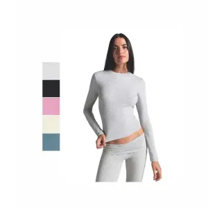 Лонгслів Skims Soft Smoothing Seamless Long Sleeve T-Shirt Light Heather Grey \ Onyx \ Bubble Gum \ Bone \ Kyanite