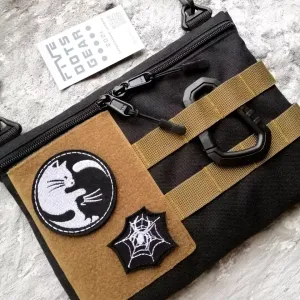 Сумка слінг cordura з липучкою velcro для патчів шевронів наліпок панелью полем на плечо крос-боди слинг бег жіноча унісекс в школу учебу університет