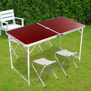Стол для пикника раскладной с 4 стульями Folding Table коричневый