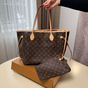 Сумка шопер Louis Vuitton Neverfull, шкіряна сумка шоппер луі вітон, неверфул