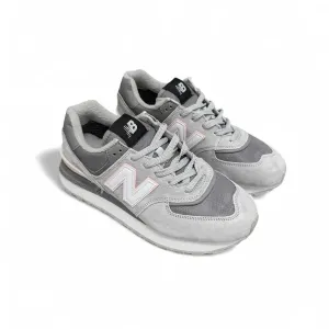 Жіночі кросівки New Balance 574 legacy сірі з рожевим (термо)