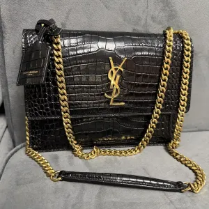 Брендова шкіряна сумка Saint Laurent Sunset Кроко є ентрупі і пильник