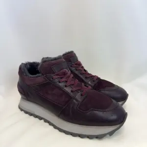 Santoni (Італія) Утеплені шкіряні кросівки на хутрі, р. 39.5-40